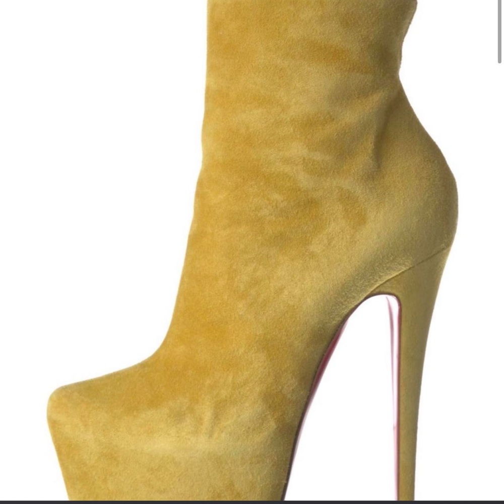 Christian Louboutin Mustard Suede Heeled Boots